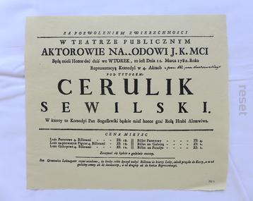 Stary afisz teatralny Cerulik Sewilski