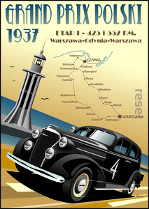 plakat Gdynia Warszawa rajd 1937, format 30x40