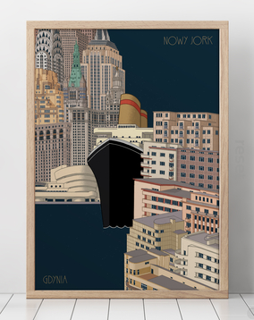 plakat Gdynia Nowy Jork BATORY (format A1 bez ramy)