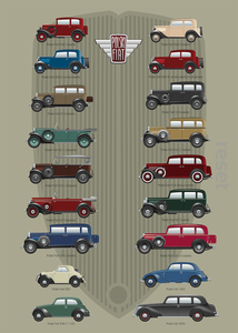 plakat kultowe auta "Przedwojenne Fiaty"  30x40