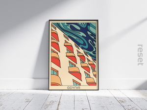 plakat Gdynia balkony jasne tło 50x70