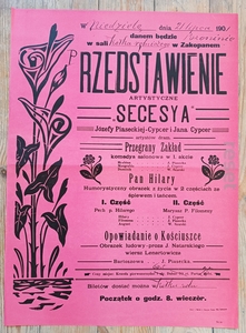 Stary afisz teatralny SECESYA